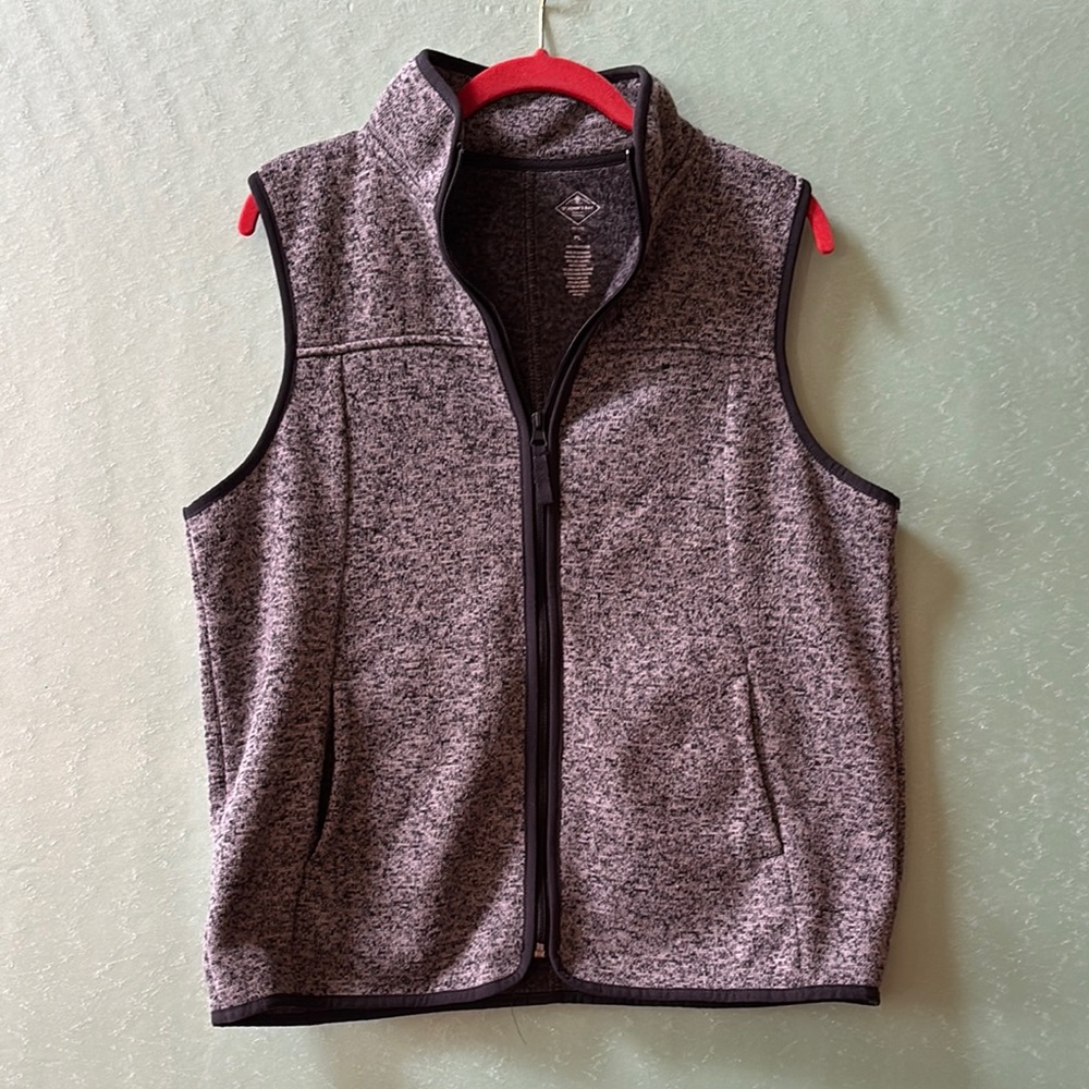 St John’s Bay Gray Zip-Up Vest Petite Large